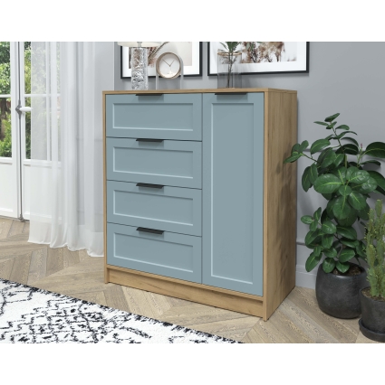 Тумба Тренд КТ-Т90 (Дуб золотой ЛДСП/ Океан ЛМДФ) Ш900 В1020 Г451